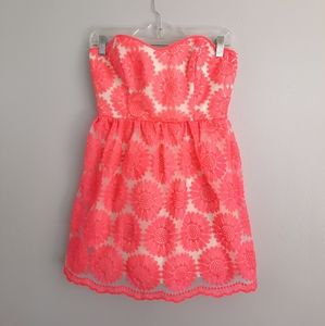 Deb Bright Pink Floral Back Cutout Mini Dress